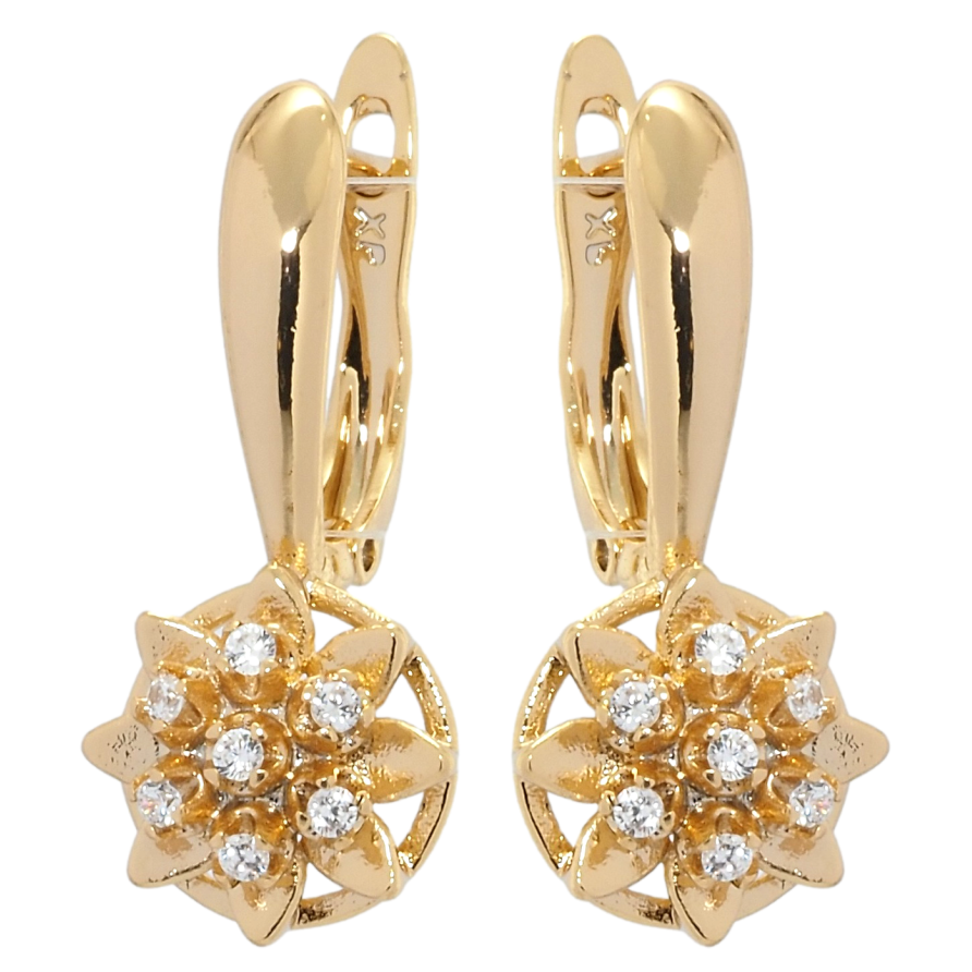 Серьги Xuping Позолота 18K английский замок Цветочки на дужке фото №1