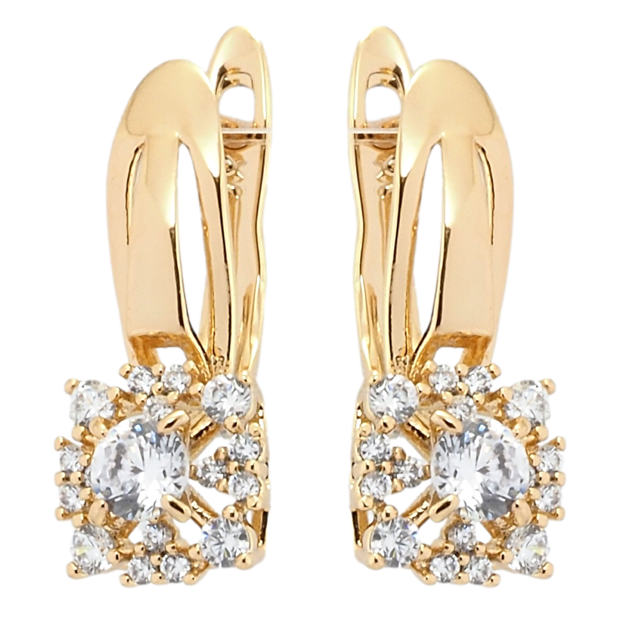 Сережки Xuping Позолота 18K англійський замок Декоративні квіточки з цирконієм фото №1
