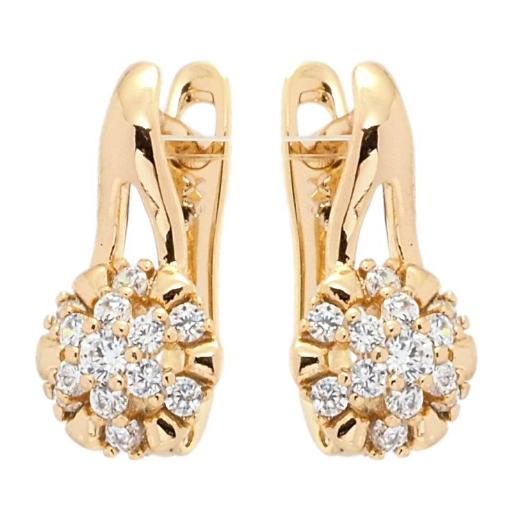 Сережки Xuping Позолота 18K англійський замок Декоративні квіточки з цирконієм фото №2 Сережки Xuping Позолота 18K англійський замок Декоративні квіточки з цирконієм фото №2