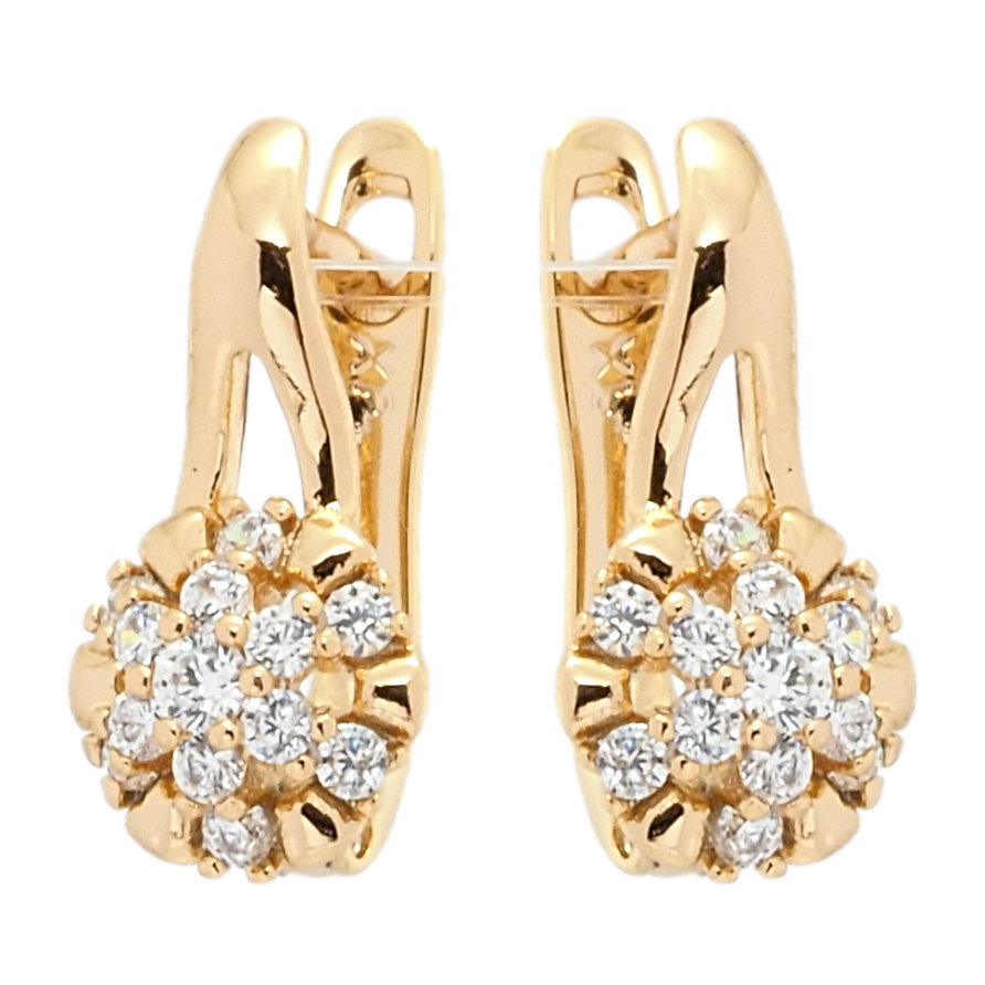 Сережки Xuping Позолота 18K англійський замок Декоративні квіточки з цирконієм фото №1 Сережки Xuping Позолота 18K англійський замок Декоративні квіточки з цирконієм фото №1