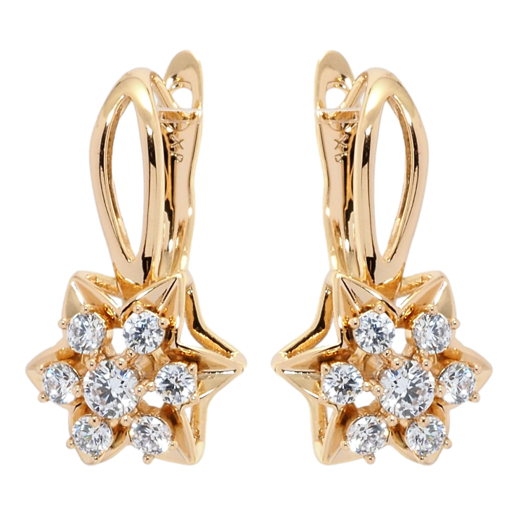 Сережки Xuping Позолота 18K англійський замок Зірочки з цирконієм фото №13 Сережки Xuping Позолота 18K англійський замок Зірочки з цирконієм фото №13