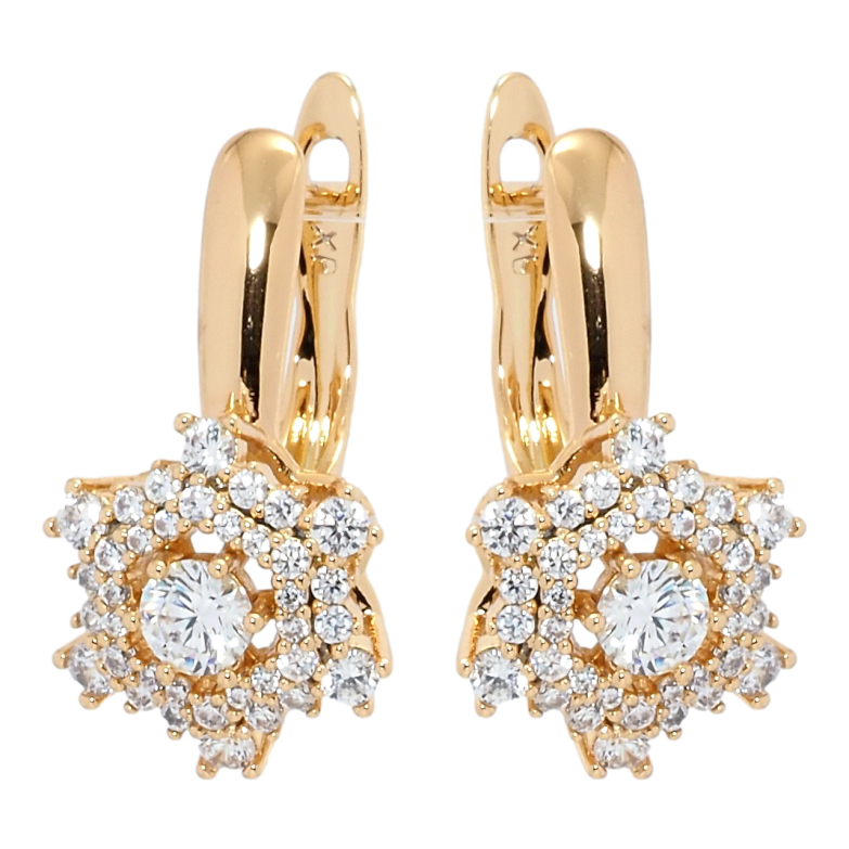 Серьги Xuping Позолота 18K английский замок Кристальные цветочки фото №1 Серьги Xuping Позолота 18K английский замок Кристальные цветочки фото №1