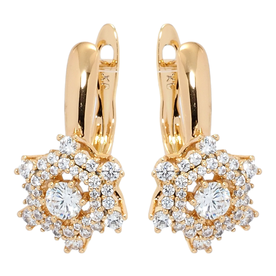 Сережки Xuping Позолота 18K англійський замок Кришталеві квіточки фото №1 Сережки Xuping Позолота 18K англійський замок Кришталеві квіточки фото №1