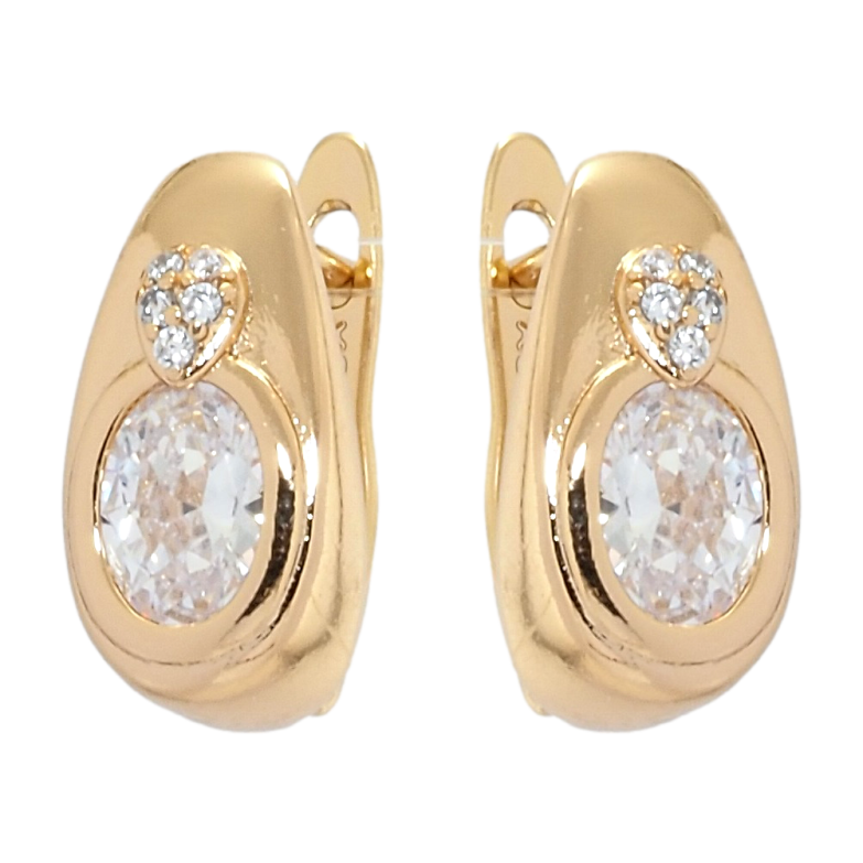 Серьги Xuping Позолота 18K английский замок Вставка фианит с сердечком фото №1