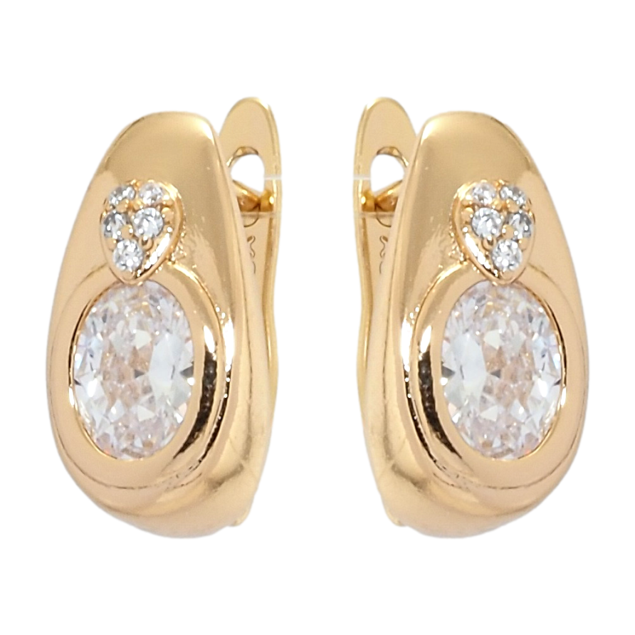 Серьги Xuping Позолота 18K английский замок Вставка фианит с сердечком фото №1