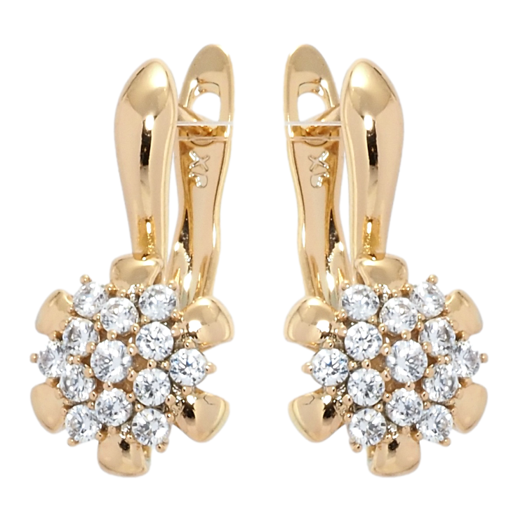 Сережки Xuping Позолота 18K англійський замок Квіточки орнамент з цирконієм фото №6 Сережки Xuping Позолота 18K англійський замок Квіточки орнамент з цирконієм фото №6