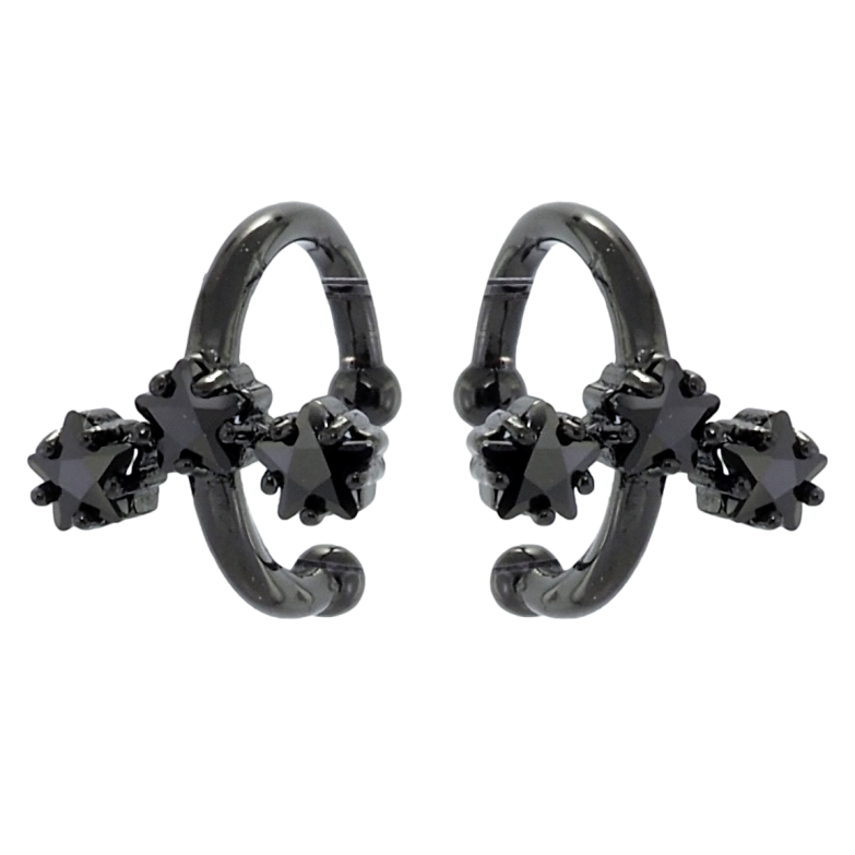 Серьги Xuping Позолота Black (черное золото) каффы Звездочки из черного циркония фото №1 Серьги Xuping Позолота Black (черное золото) каффы Звездочки из черного циркония фото №1