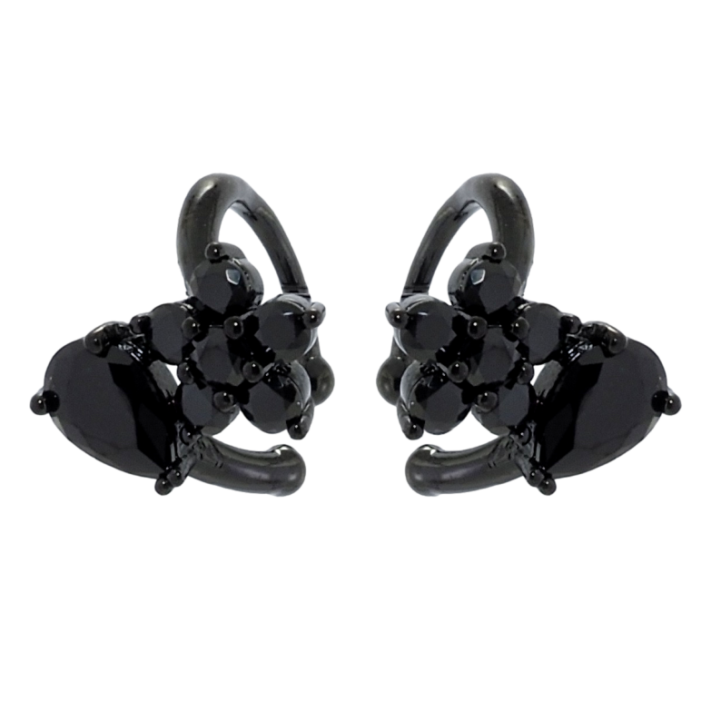 Сережки Xuping Позолота Black (чорне золото) кафи Квіточка з крапелькою із чорного цирконію фото №1 Сережки Xuping Позолота Black (чорне золото) кафи Квіточка з крапелькою із чорного цирконію фото №1