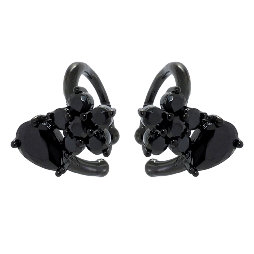 Сережки Xuping Позолота Black (чорне золото) кафи Квіточка з крапелькою із чорного цирконію фото №1 Сережки Xuping Позолота Black (чорне золото) кафи Квіточка з крапелькою із чорного цирконію фото №1