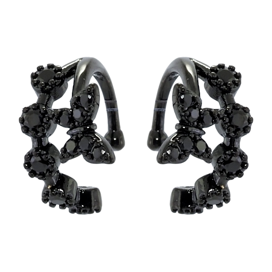 Сережки Xuping Позолота Black (чорне золото) кафи Метелик інкрустація чорним цирконієм фото №1