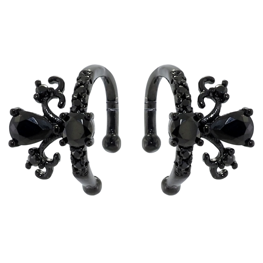 Серьги Xuping Позолота Black (черное золото) каффы Инкрустация черным цирконием фото №1