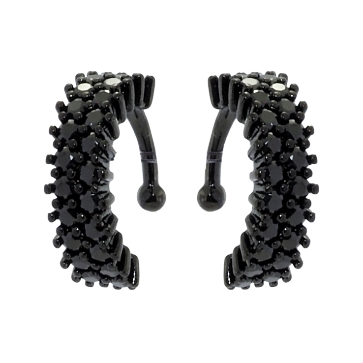 Серьги Xuping Позолота Black (черное золото) каффы Дорожки черного циркония фото №2