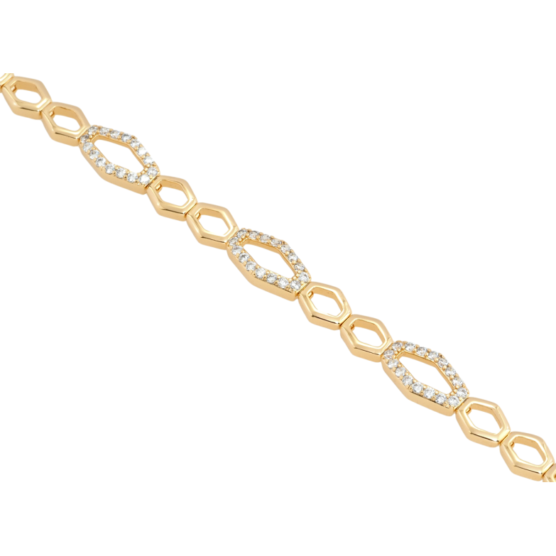 Браслет Xuping Позолота 18K Ланки з цирконієм довжина з дод. замком 16.5,18см х 6-7мм фото №1 Браслет Xuping Позолота 18K Ланки з цирконієм довжина з дод. замком 16.5,18см х 6-7мм фото №1