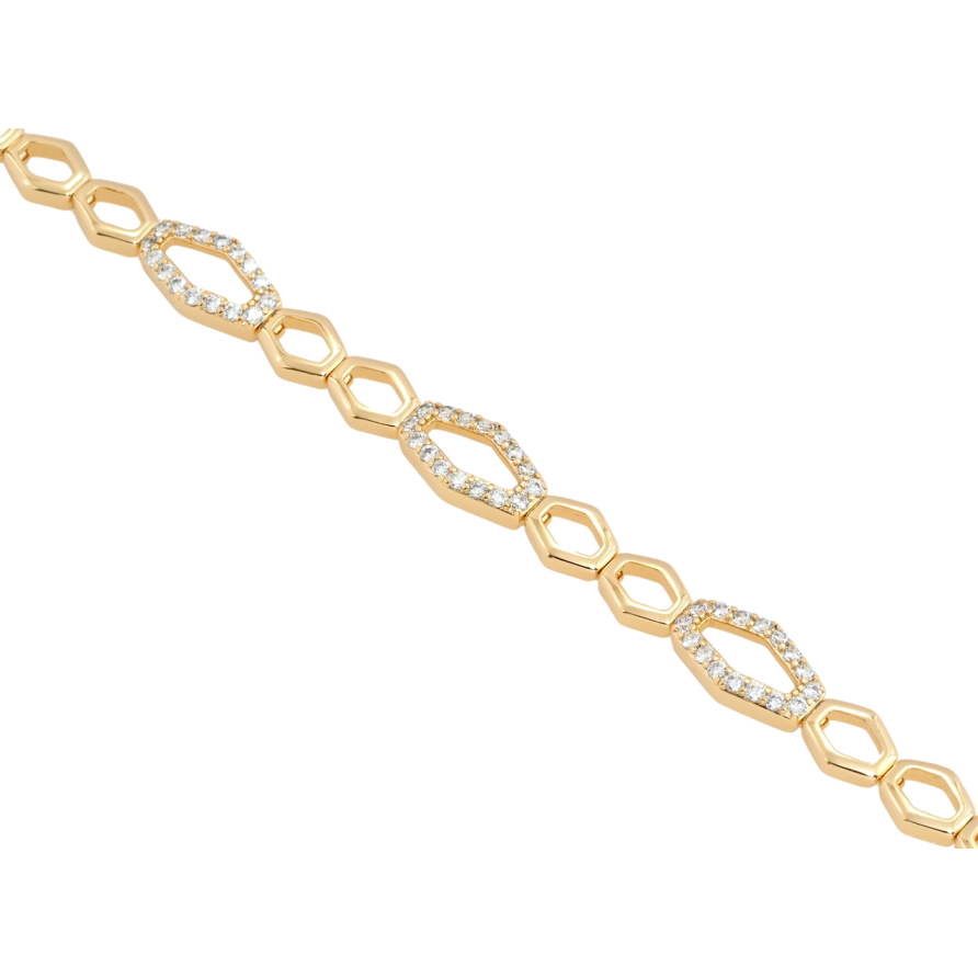 Браслет Xuping Позолота 18K Ланки з цирконієм довжина з дод. замком 16.5,18см х 6-7мм фото №1 Браслет Xuping Позолота 18K Ланки з цирконієм довжина з дод. замком 16.5,18см х 6-7мм фото №1