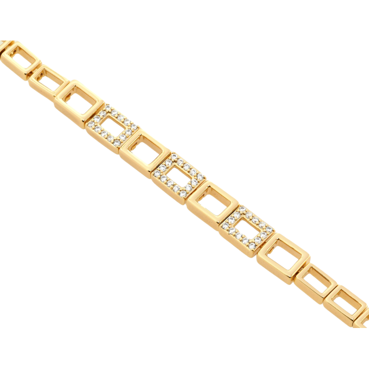 Браслет Xuping Позолота 18K Прямокутні ланки з цирконієм довжина з дод. замком 17,18.5см х 5-6мм фото №4