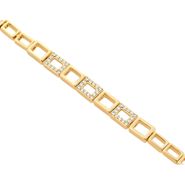 Браслет Xuping Позолота 18K Прямоугольные звенья с цирконием размер с доп.замком 17,18.5см х 5-6мм фото №1