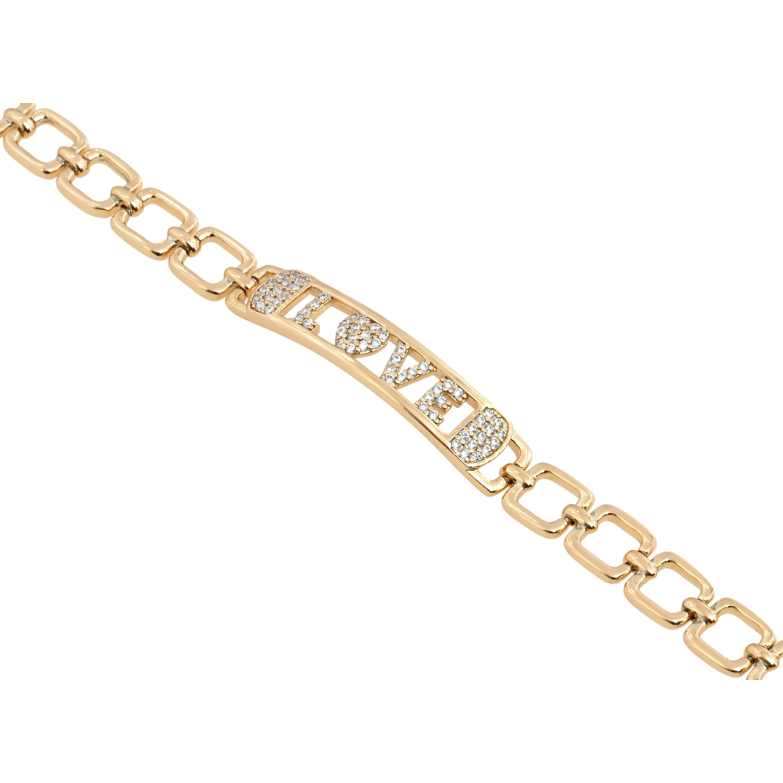 Браслет Xuping Позолота 18K Декоративная вставка Love с цирконием размер с доп.замком 17,19см х 6мм фото №1 Браслет Xuping Позолота 18K Декоративная вставка Love с цирконием размер с доп.замком 17,19см х 6мм фото №1