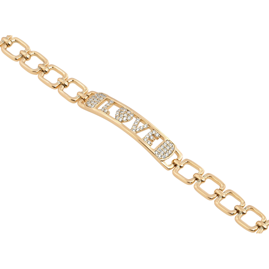 Браслет Xuping Позолота 18K Декоративная вставка Love с цирконием размер с доп.замком 17,19см х 6мм фото №1 Браслет Xuping Позолота 18K Декоративная вставка Love с цирконием размер с доп.замком 17,19см х 6мм фото №1