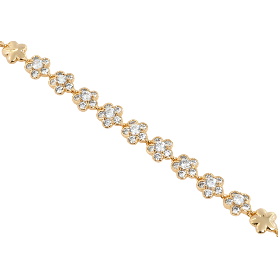 Браслет Xuping Позолота 18K Цветочки с цирконием размер с доп.замком 17,19см х 8мм фото №1 Браслет Xuping Позолота 18K Цветочки с цирконием размер с доп.замком 17,19см х 8мм фото №1