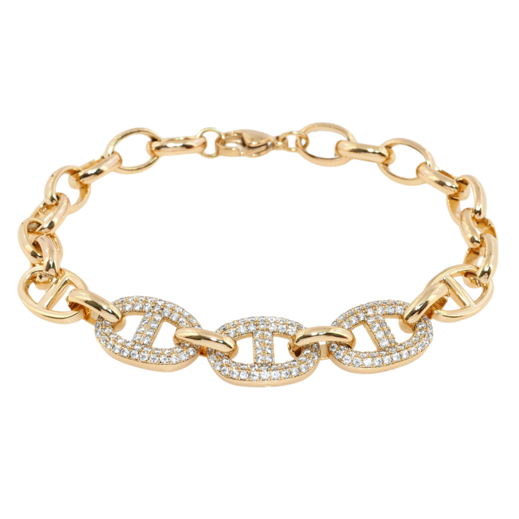 Браслет Xuping Позолота 18K Ланки ланцюжка з цирконієм довжина 20см х 7-11мм фото №9