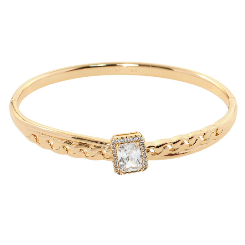 Браслет Xuping Позолота 18K Узор цепочка с вставкой фианит ø 6см фото №1