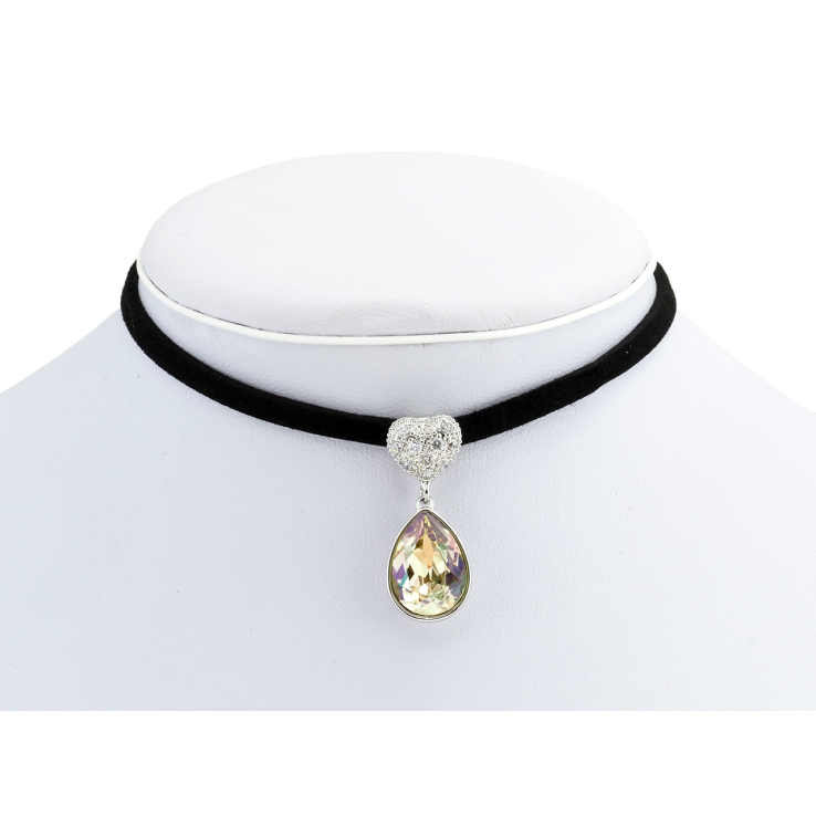 Кулон Xuping колір Родій із кр-ми Swarovski на чорній стрічці Серце з кристальною підвіскою довжина 31-36,5см фото №2 Кулон Xuping колір Родій із кр-ми Swarovski на чорній стрічці Серце з кристальною підвіскою довжина 31-36,5см фото №2