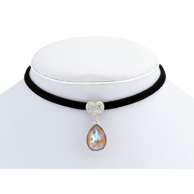 Кулон Xuping колір Родій із кр-ми Swarovski на чорній стрічці Серце з кристальною підвіскою довжина 30,5-36см фото №1 Кулон Xuping колір Родій із кр-ми Swarovski на чорній стрічці Серце з кристальною підвіскою довжина 30,5-36см фото №1