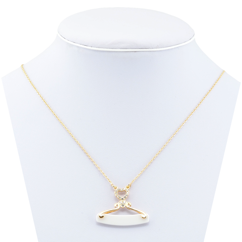 Підвіска на ланцюжку Xuping Позолота 18K Декоративна підвіска з білою керамікою довжина 42-47,5см х 1мм фото №1