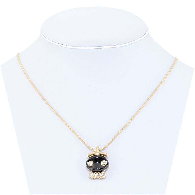 Підвіска на ланцюжку Xuping Позолота 18K Чиполліно чорна кераміка довжина 42-48см х 1мм фото №2