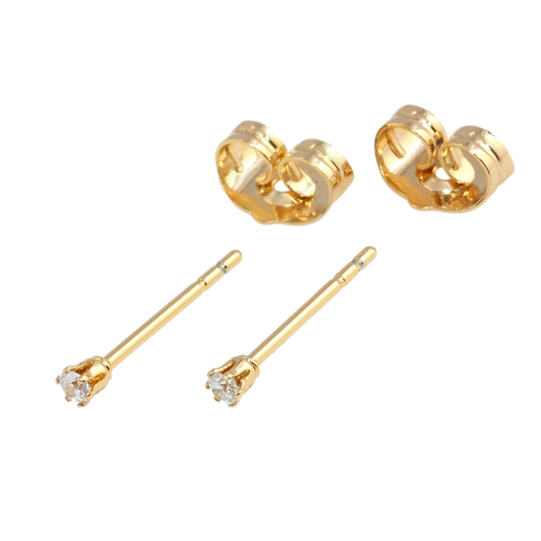 Серьги Xuping Позолота 18K пусеты Фианит в 6-ти крапановой оправе  ø 2мм фото №3