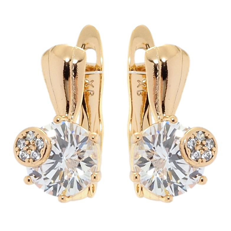 Сережки Xuping Позолота 18K англійський замок Фіаніти фото №1