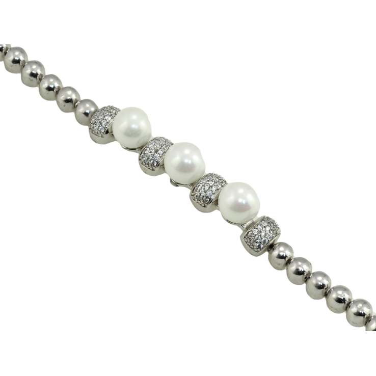 Браслет Xuping Родий Дорожка шариков с жемчугом и цирконием размер с доп. замком 17.19см х 4мм фото №12 Браслет Xuping Родий Дорожка шариков с жемчугом и цирконием размер с доп. замком 17.19см х 4мм фото №12