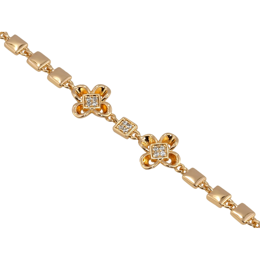 Браслет Xuping Позолота 18K Дві квіточки довжина з дод. замком 16.5,18.5см х 3мм фото №1