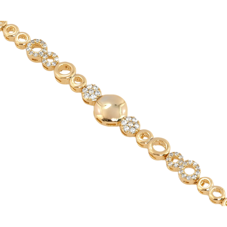 Браслет Xuping Позолота 18K Колечки с цирконием размер с доп.замком 17,19см х 4-8мм фото №1