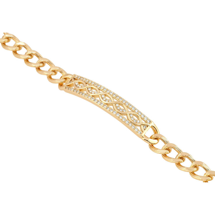 Браслет Xuping Позолота 18K Панцирне плетіння з декоративною вставкою довжина 20см х 7мм фото №10