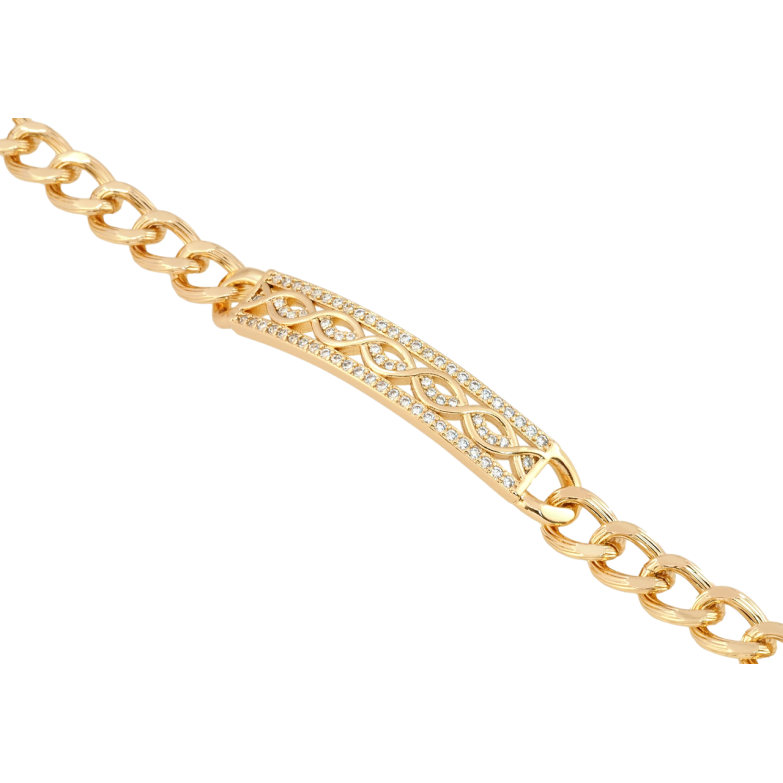 Браслет Xuping Позолота 18K Панцирное плетение с декоративной вставкой длина 20см х 7мм фото №1