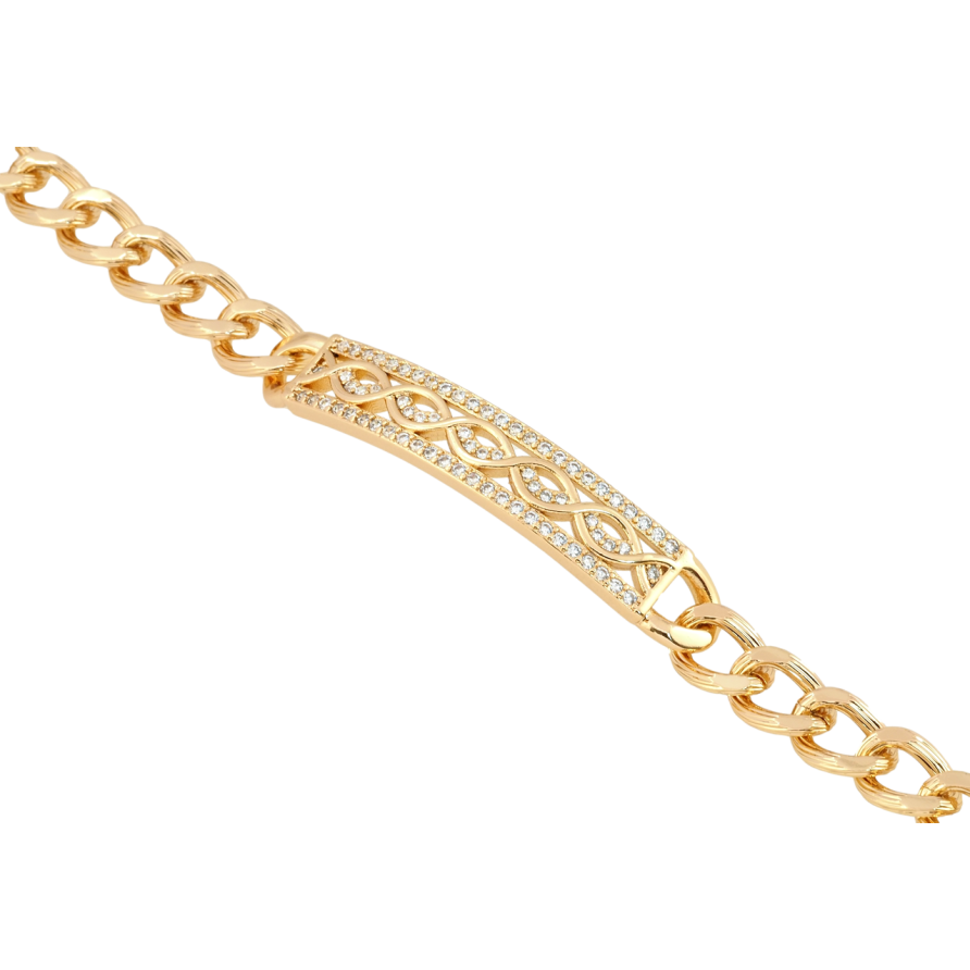 Браслет Xuping Позолота 18K Панцирне плетіння з декоративною вставкою довжина 20см х 7мм фото №1