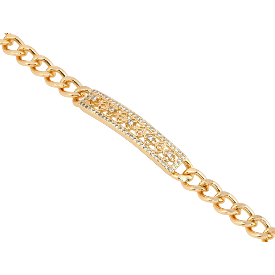 Браслет Xuping Позолота 18K Панцирне плетіння з декоративною вставкою довжина 19см х 6мм фото №1