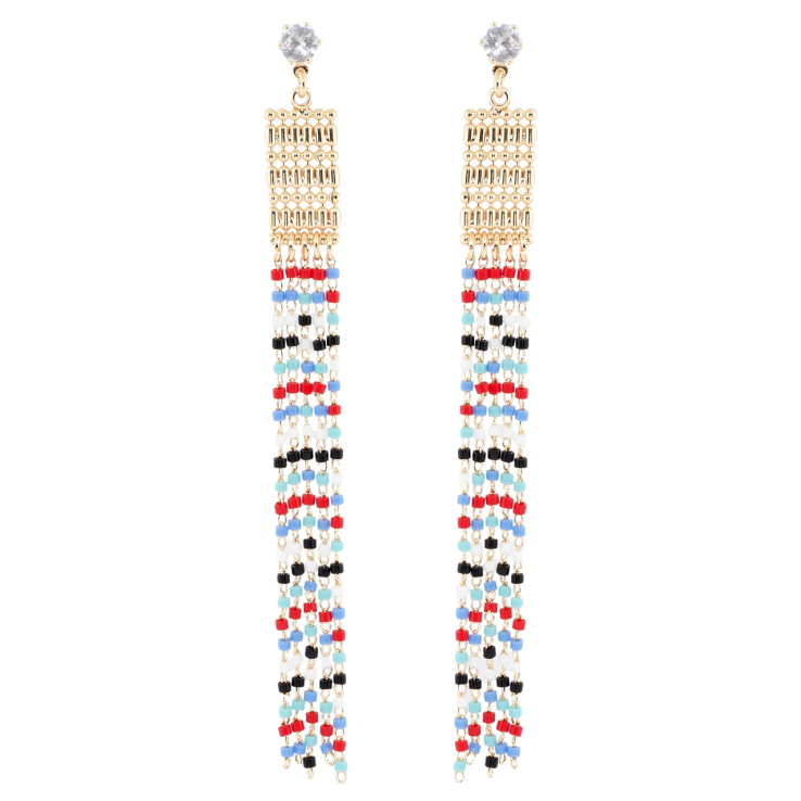 Серьги Xuping M&L Цвет 18K пусеты Подвески с разноцветным бисером фото №24