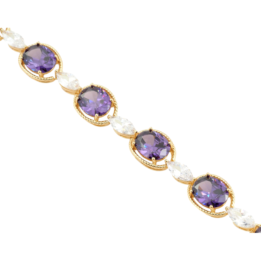 Браслет Xuping M&L Колір 18К Доріжка бузково-білих фіанітів довжина з доп.ланцюжком 18-20см х 5-11мм фото №1