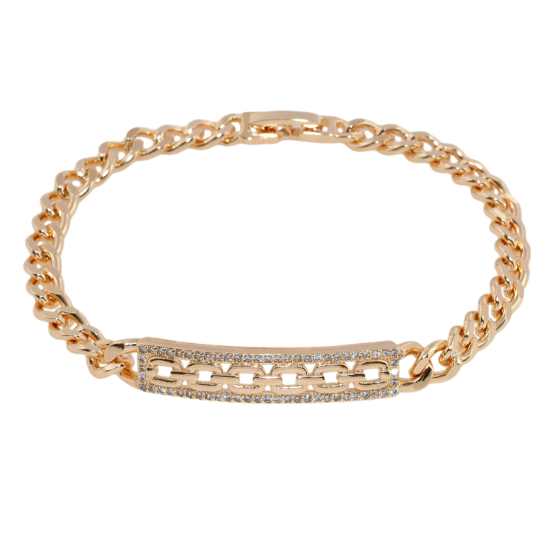 Браслет Xuping M&L Цвет 18К Панцирное плетение с декоративной вставкой длина 19см х 5мм фото №1