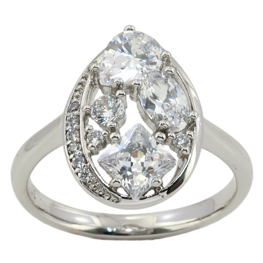 Каблучка Xuping Родій Крапелька з розсипом фіанітів фото №1