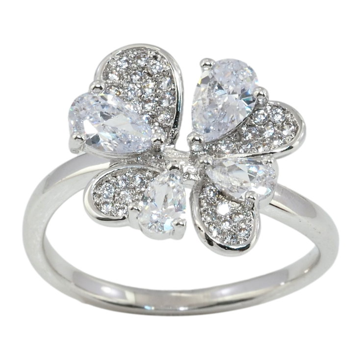 Кольцо Xuping Родий Кристальный цветок фото №7 Кольцо Xuping Родий Кристальный цветок фото №7