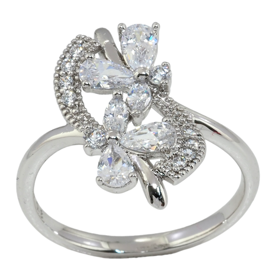 Каблучка Xuping Родій Кришталеві метелики фото №1 Каблучка Xuping Родій Кришталеві метелики фото №1