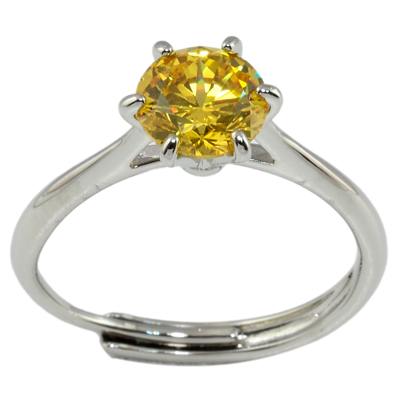 Кольцо Xuping Родий Желтый фианит, ø 7мм фото №1 Кольцо Xuping Родий Желтый фианит, ø 7мм фото №1