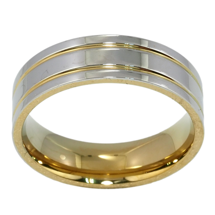 Каблучка Xuping TTM Stainless Steel Колір 14К + Родій Обручка, ш. 6мм фото №6