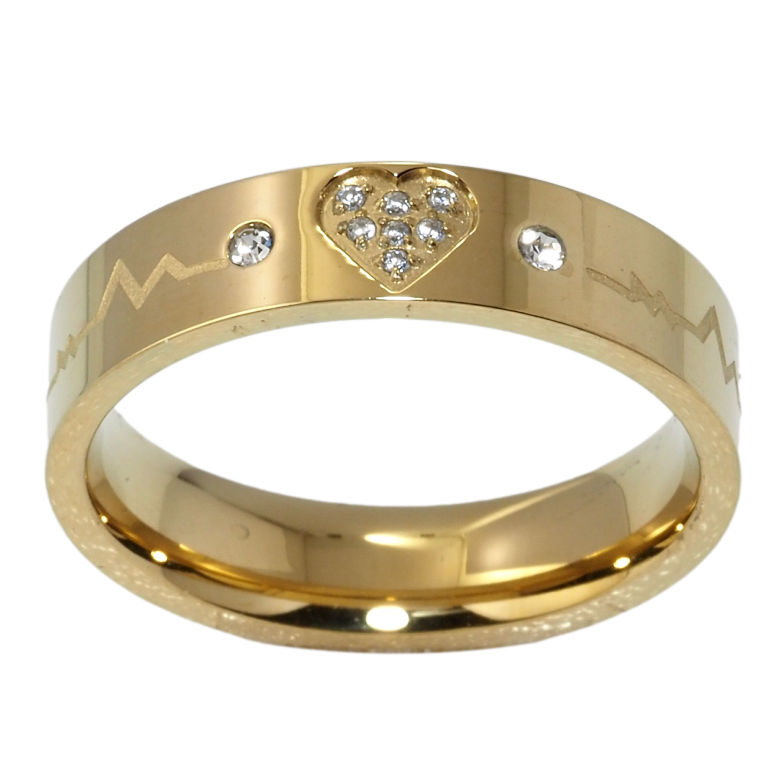 Каблучка Xuping TTM Stainless Steel Колір 14К Серце з кардіограмою, ш. 7мм фото №1