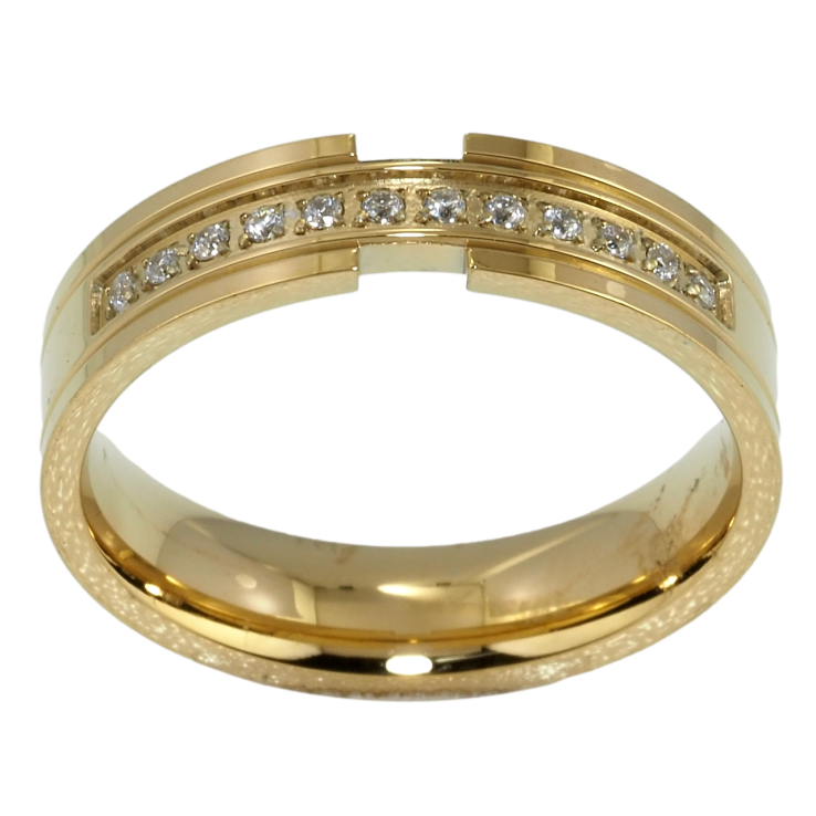 Каблучка Xuping TTM Stainless Steel Колір 14К Доріжка цирконію, ш. 5мм фото №5 Каблучка Xuping TTM Stainless Steel Колір 14К Доріжка цирконію, ш. 5мм фото №5