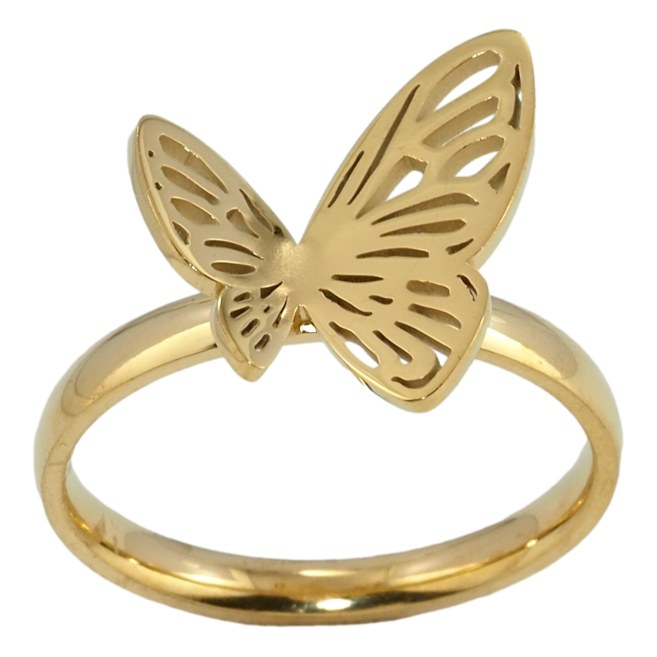 Каблучка Xuping TTM Stainless Steel Колір 14К Метелик фото №3 Каблучка Xuping TTM Stainless Steel Колір 14К Метелик фото №3