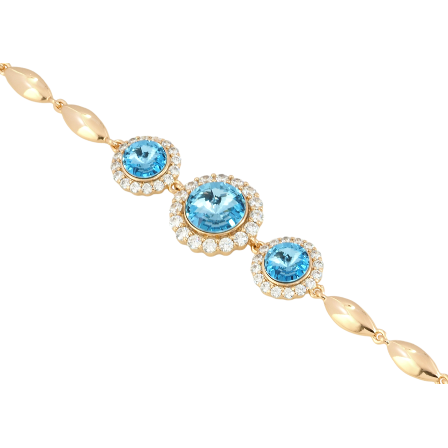 Браслет Xuping цвет 18K с кр-ми Swarovski Кристаллы Aquamarine с доп.замком 17,19см х 4мм фото №1 Браслет Xuping цвет 18K с кр-ми Swarovski Кристаллы Aquamarine с доп.замком 17,19см х 4мм фото №1